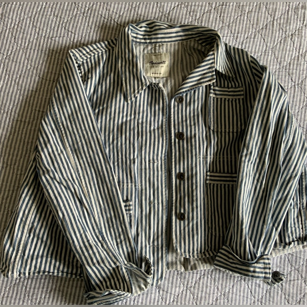 Madewell Shrunken Workwear Jacket in Poppy Stripe